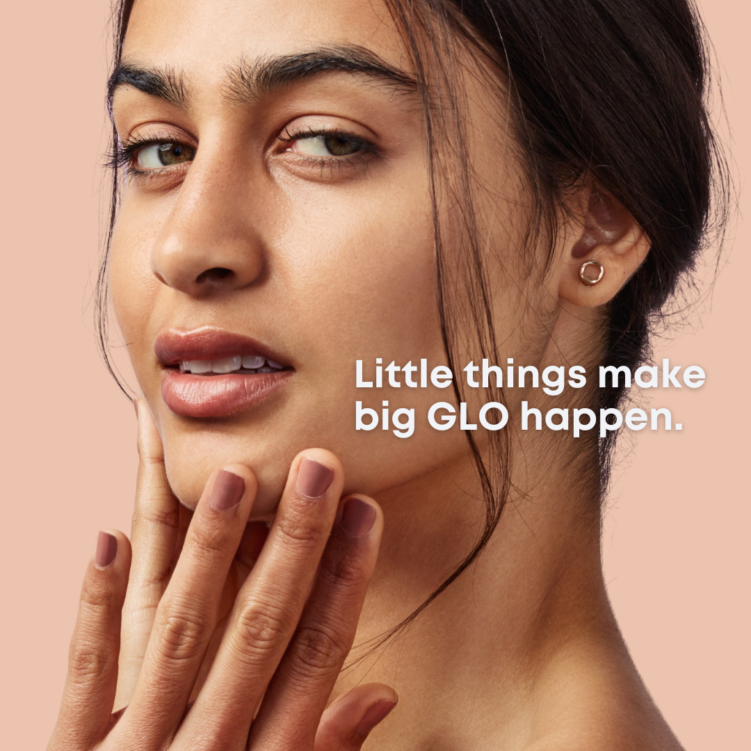 woman touching face and promoting skin facial care