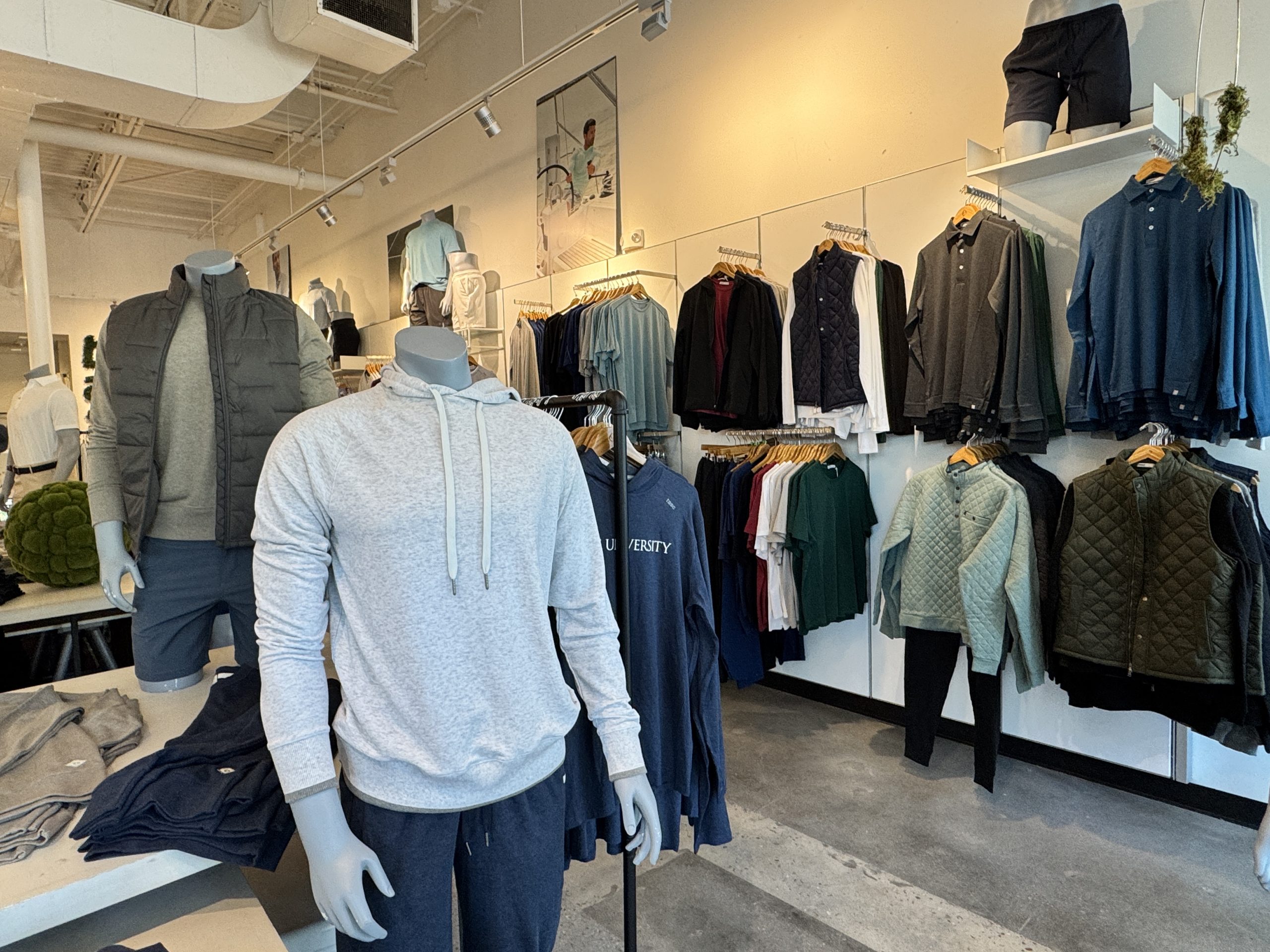 clothing store showing fitness clothing