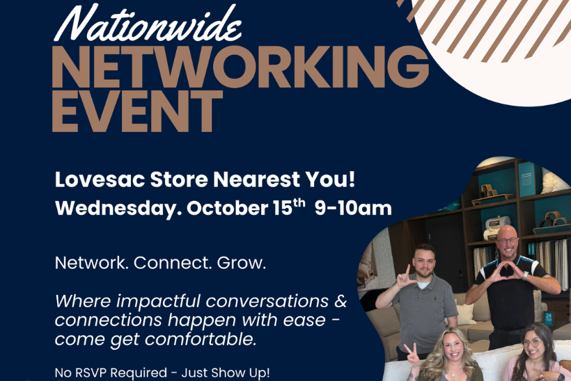 flyer with networking information at Lovesac