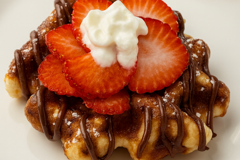 waffle and strawberries