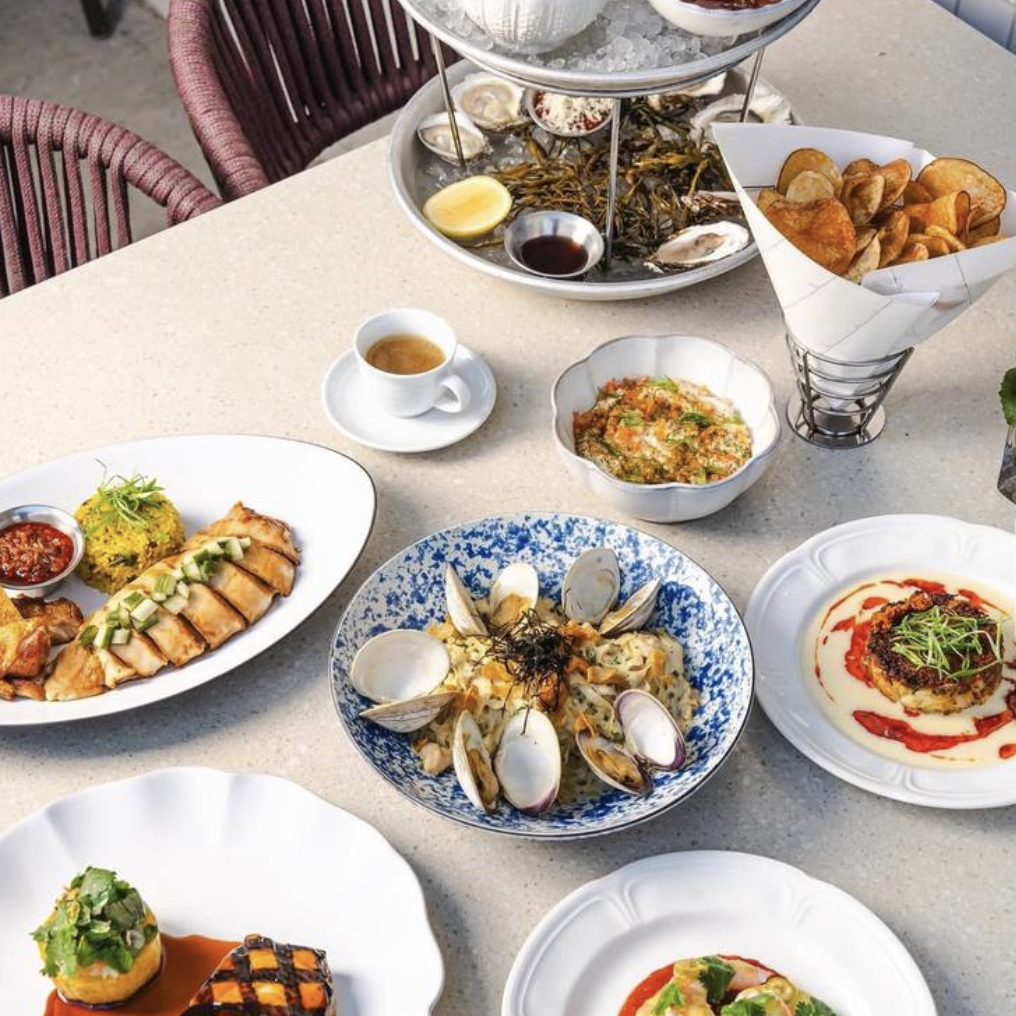 colorful spread of seafood at Navy Blue